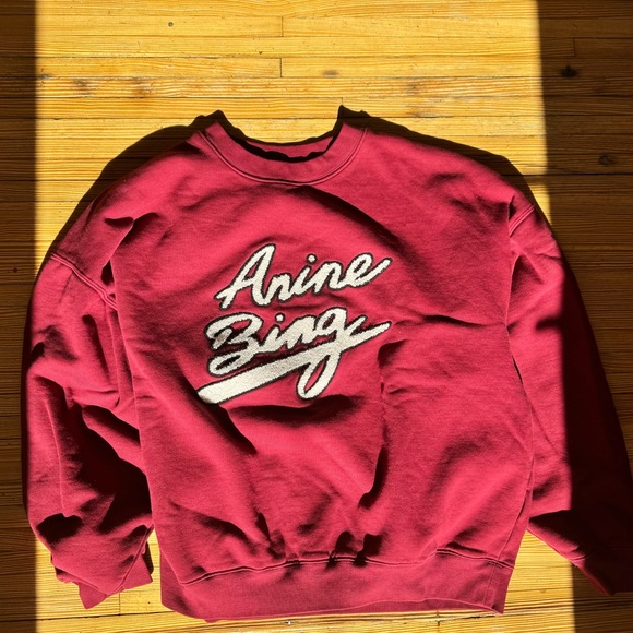 Anine Bing Miles Logo-appliquéd Cotton Women Sweatshirt - Burgundy - Picture 3 of 3